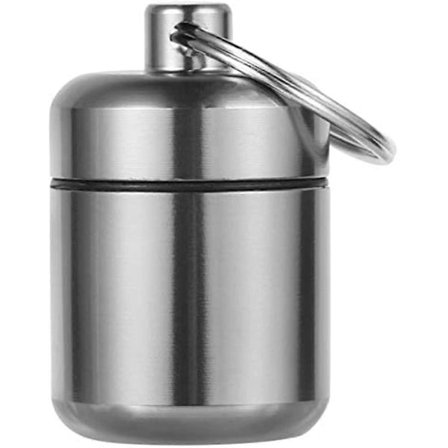 EXCEART Pilleboks 2 stk. Aluminium Medicinbokse Nøgleringe Nøglering Opbevaring Nøglekæde Pilleæsker til Rejser (Sort og Grå)