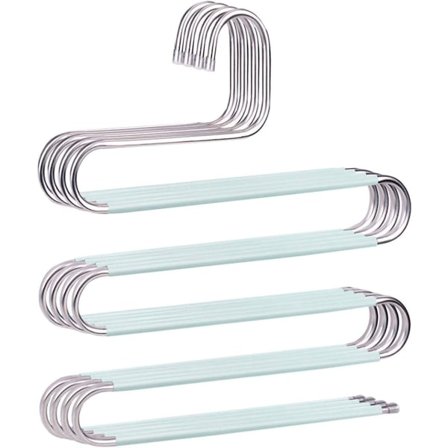 Buksehenger Plassbesparende Sklisikker 4-pakning S-formet Buksehenger Rustfritt Stål Kleshenger Garderobe Oppbevaringsorganisator for Bukser Sjal 