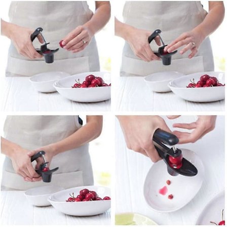 Kirsebærudstener, køkkenredskaber til hurtig fjernelse af frugtsten (sort)