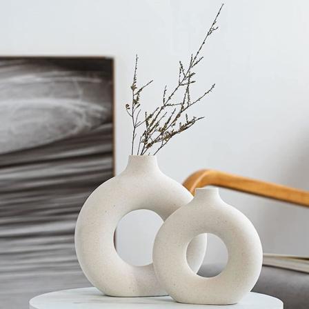 Kreativ Vase Moderne Hjemmedekor, Vaser For Pampasgress, Håndlaget Vase Hvit Keramikk Tørkede Blomster Håndverk Ornamenter For Kontor Hjem Dekorasjon,