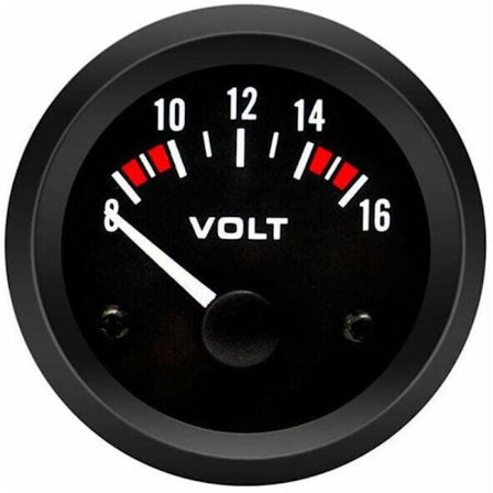 Universaali 12V volttimittari 52mm/2in (8-16V) autoon, yhteensopiva useimpien ajoneuvojen kanssa