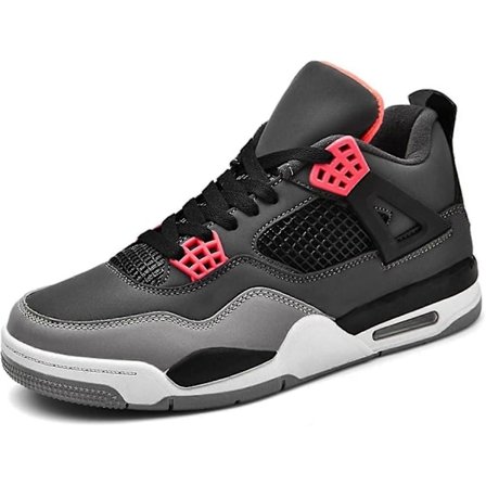 (A4 Sort Grå 6.5 UK) Bebetter Herre Air 4 Retro Klassiske Skatesko - Sorte Fitness Træningssko til Basketball Casual Sneakers