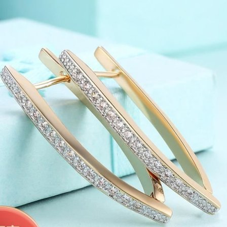 Cubic zirconia øreringe - Champagne Guldfarve CE127