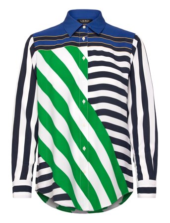 Lauren Ralph Lauren Classic Fit Striped Crepe Shirt - Multi/patterned - M