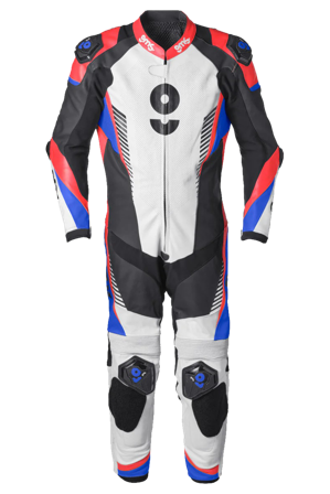 Tuta In Pelle Moto GMS GRC-1 1 Pezzo Nero/Blu/Rosso 56