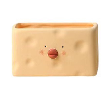 Gul rektangel keramisk tegneserie kylling blomsterpotte plantekasse til sukkulenter indendørs udendørs have dekoration