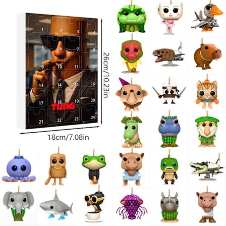 2025 24 päivän joulukalenteri, 2D akryylinen avaimenperä Brainrot italialainen eläin lasten lahja väri B