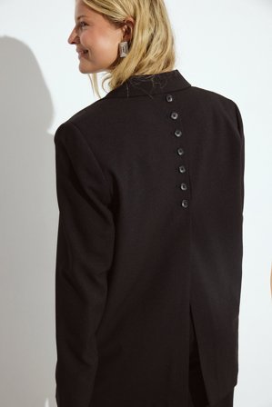 NA-KD - Oversized melert blazer - Figursydd blazer - Svart - EU 36