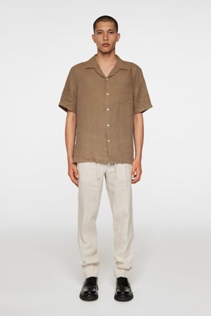 J.Lindeberg - Elio Linen Melange Shirt - Fashion - Brown - Men - XXL