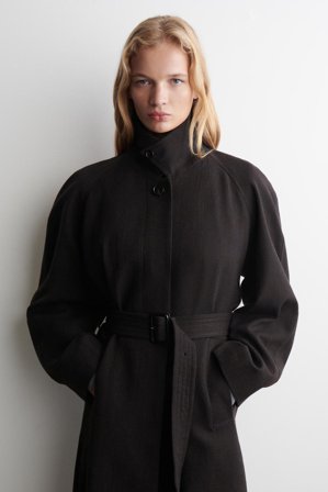 COS Women's Trench Lungo In Misto Lana in Marrone