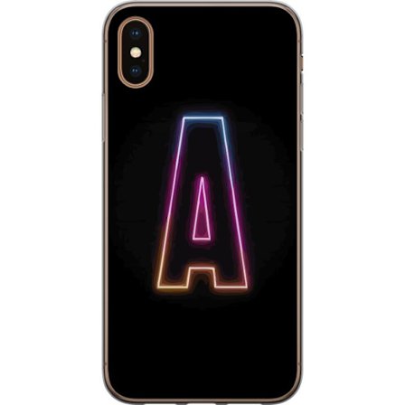 Kompatibel Mobilcover til Apple Apple iPhone X Minimalistisk neonbogstav A i regnbuefarvet lys mod sort baggrund i moderne typografisk stil