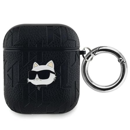 Karl Lagerfeld Monogram Choupette Huvudfodral för AirPods 1 / 2 - svart