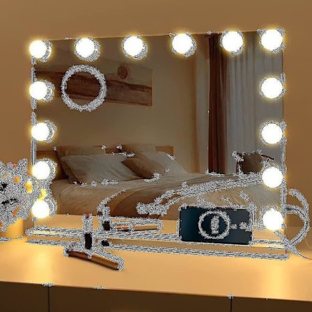 Hollywood-speil med USB-makeup og lys, 10 pærer, 3 lysmoduser, bord- eller veggmontert kosmetikkspeil (bare lampe)