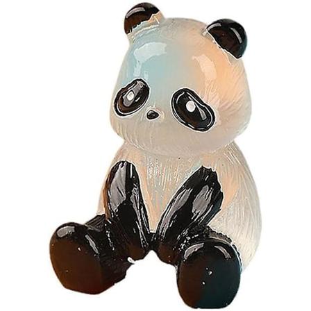 Sett med 2 Mini Lysende Pandafigurer - Miniatyr Pottepynt - Glødende Miniatyrblomst