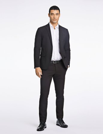 Lindbergh Plain Mens Suit - Normal Length - Black - 56