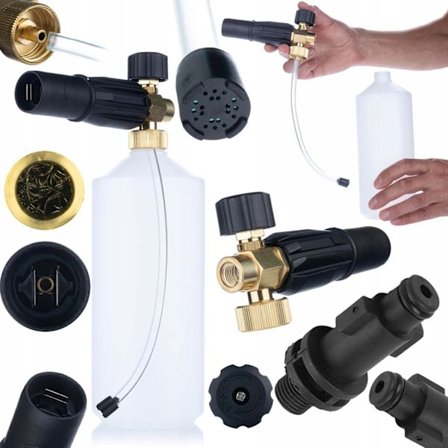 Rosfix Skumkanon S0401 1000ml Sett – Justerbar Dyse 1,23mm | Adapter | Reservedel for Bosch AQT, EasyAquatak