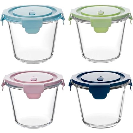 700 ml glasbehållare med runt lock, set med 4 matlådor, glasskål med lock, BPA-fria matlådor, glasmatbehållare