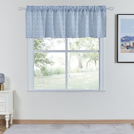 Rutete lin gardiner for kjøkkenkafé, halvtransparente rutete