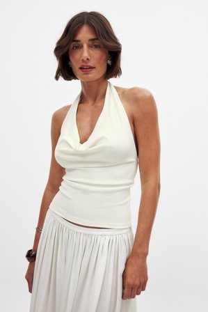 NA-KD Neckholder-Top - Rückenfreies Top - Offwhite - L