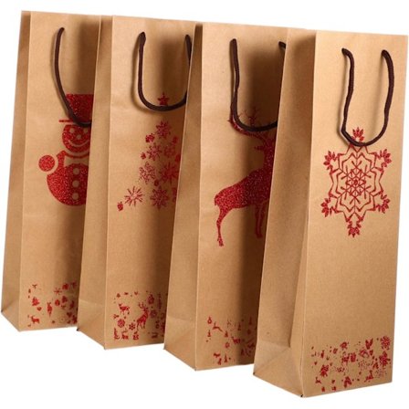 4 kpl Joulun Viinipussi Käsilaukut Pullonkantolaukku Joulukassit Laukku Viini Kraft-kassit