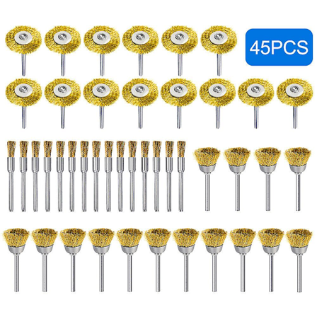 45x mässingsborste stålborste för Dremel slipmaskin borr tillbehör koppborste db