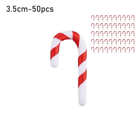 50 Stk Jul Candy Cane Xmas Trædekoration 3CM 3CM