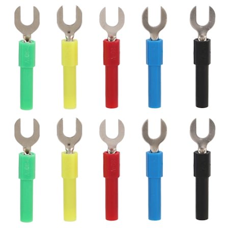 10 stk. gaffelspadeledninger PVC messingmateriale Maks. 10A 6 mm/0,2 tommer Y-type 4 mm/0,2 tommer hull U-type bananplugg