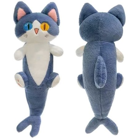 Gosedjur Haj Katt Docka Söt Tecknad Mjuk Plysch Haj Kattunge Kudde Lång Prydnadskudde Sovande Djur Docka Leksak Present till Barn Flickvän (50cm)
