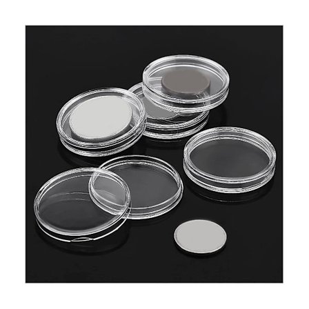 100 st 45 mm Inre Diameter Minnesmynt Transparent Plast Rund Box Mynt Silver Förvaring Pro
