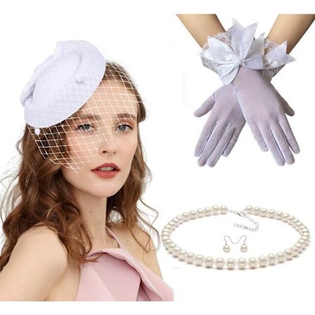 Handgjorda 1920-tals pannband Cosplay set för kvinnor White