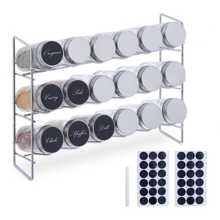 Kryddhylla med 18 kryddburkar