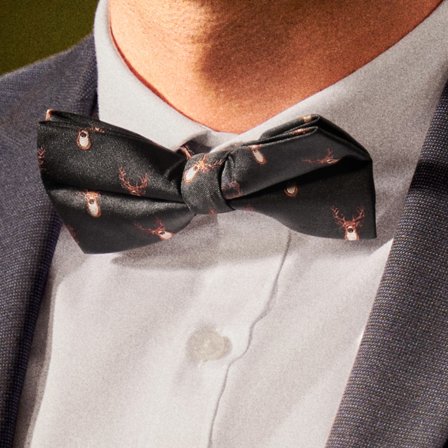 Laço Rena de Natal Preto para homens - Laços pré-atados