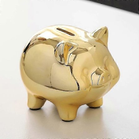 Keramisk Gylden Gris Sparegris Søt Mynt Sparegris Kreativ Hjemmeinnredning Lykkebringende Gris Dekor