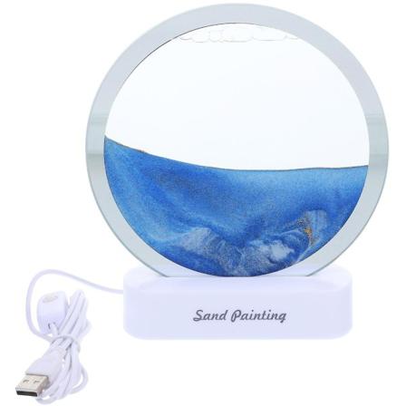 Hiekka Lamppu Hiekka Taide Lamppu 3d Liikkuva Hiekka Taide Pöytälamppu Koti Pöytä Koriste Sininen 19X16cm Blue 19X16cm