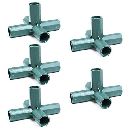 5-pakning 16mm drivhusramme-kontakter, 5-veis PVC-hjørnekontakter, drivhusplast-tilkoblingstilbehør, for hageramme fruktbur gjerder G