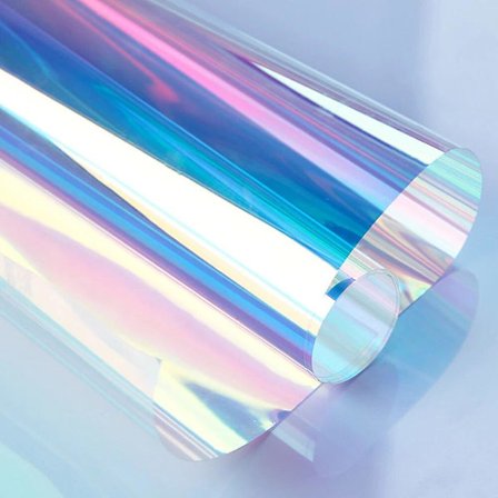 157x39 cm Transparent Iridescent Vindusfolie Holografisk Vannbestandig Lim Dekorativ Farge Glass Vinyl For Handleder Senter Dekor (FMY)