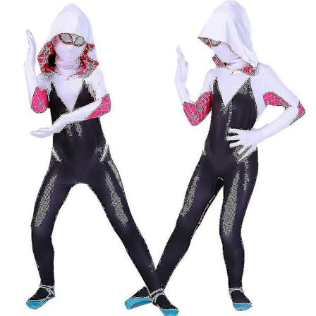 Spider-Gwen Cosplay Jumpsuit-dräkt för flickor 4-10 år med mask 5-6 år