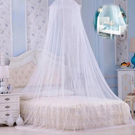 Hvid Kuppel Myggenet, Myggenet til Seng, Myggenet Sengehimmel, Stor Kuppel Hængende Sengetelt Portabelt Myggenet, Stilfuld Kuppel Myg