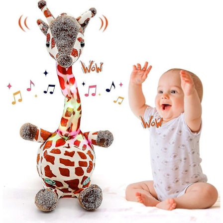 Dansende giraff, giraffleketøy, giraffleker for barn som gjentar ordene dine, dansende giraffplysj for