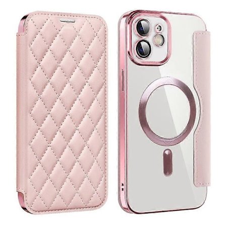 Kompatibel med iPhone 12 6.1 tommer Kortholder Læder Telefon Cover Kompatibel med MagSafe Indbygget Linse Film RFID Beskyttelse