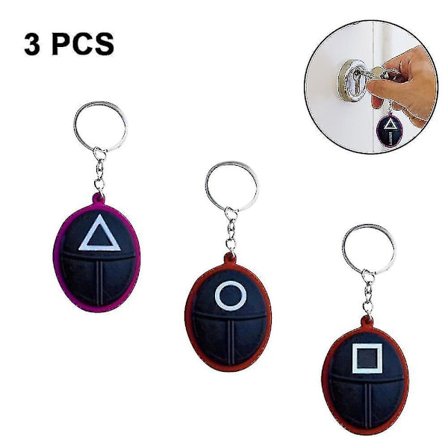 Squid Game Rat Legetøj - Mini Sød Figur Nøglering, 3 Stk