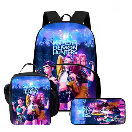 K-Pop Demon Hunter Rygsæk Skuldertaske Madkasse Penalhus Skolerygsæk-FF- 3PCWKH0018