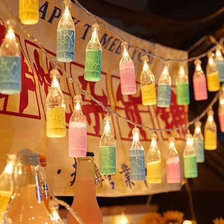 Utomhus Spräckta Flaskor Ljusslinga, 40 Glödande Vinflasklampor på 6M Slinga - Blinkande Batteridriven Dekor för Camping, Fest