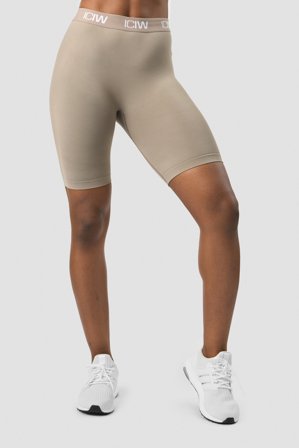 ICANIWILL - Define Seamless Logo Biker Shorts Taupe - Damer - Træningstøj fra ICIW