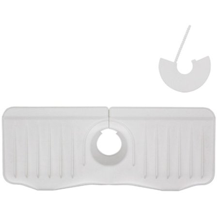 Kök Silikonmatta för Diskho Svamp Avloppsplan Justerbar Tvättställ Matta Badrum Bänkskiva Skydd Vit