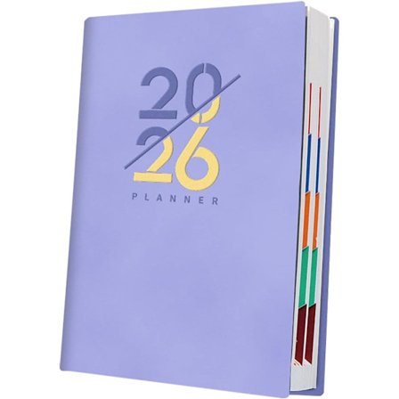 ING Daglig Planlegger Notatbok 2026-2027 A5 Størrelse 300 Sider med Kalender og Bokmerke for Studenter Lærere Profesjonelle Tidsstyring Lilla Omslag