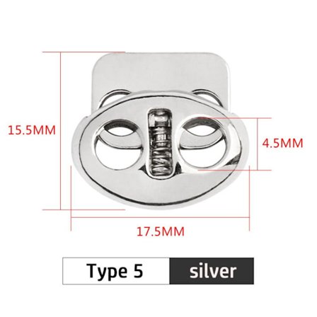 10st/förpackning Fjäderspänne Sladdlås SILVER 5 5