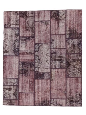 Håndknyttet Patchwork 167X203 Persisk Uldtæppe Mørkerød/Rød