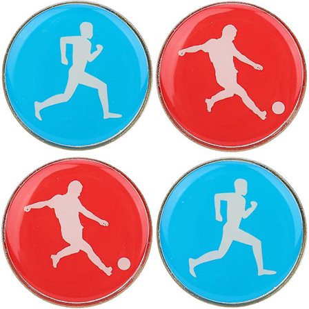 4 kpl Kaksipuolisia Urheilujalkapallokuvioita Pick Edge -tuomarin kolikkoa