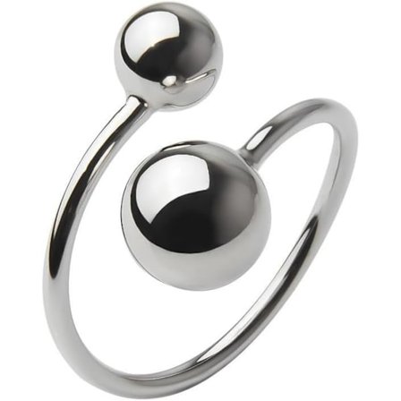 Moderne dobbelt kugle ring til kvinder piger rustfrit stål runde kugler åben wrap fingerringe justerbar komfort